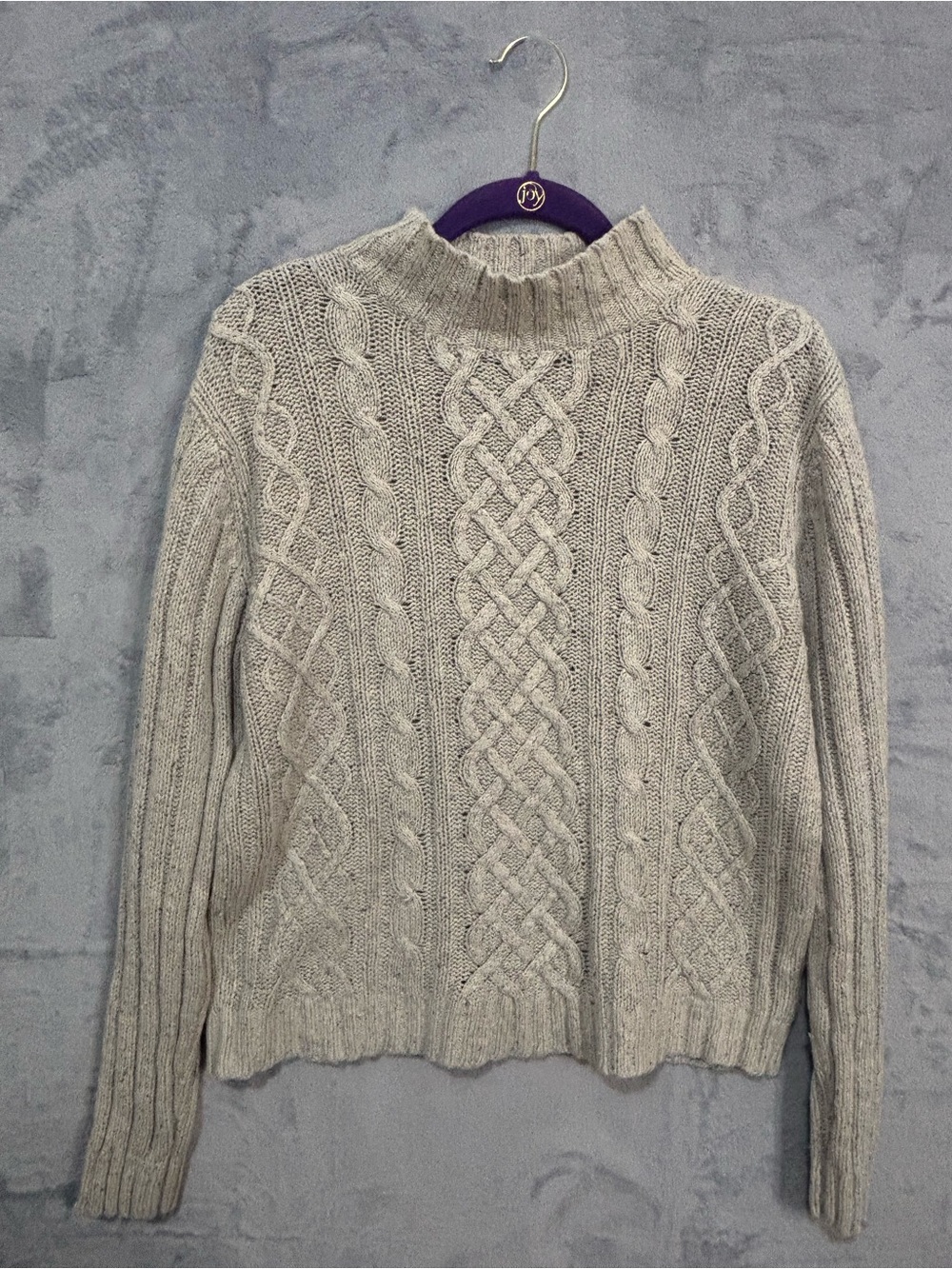 Vtg St. John’s Bay Silk Wool Cable Knit Sweater Mock Neck L Grandmacore
